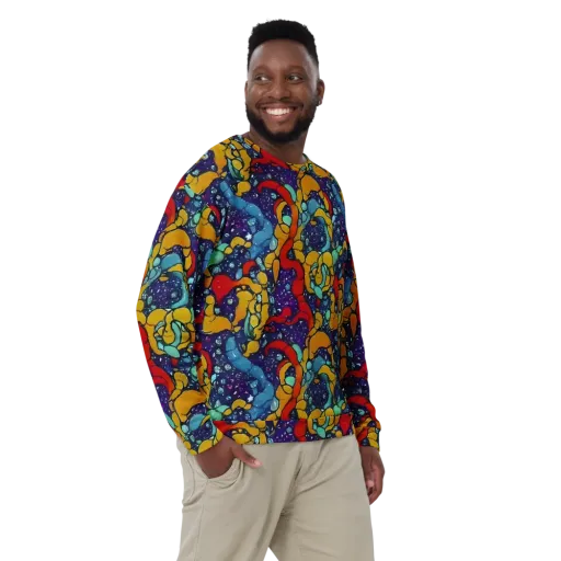 Cosmic Colorfall on a Sweatshirt