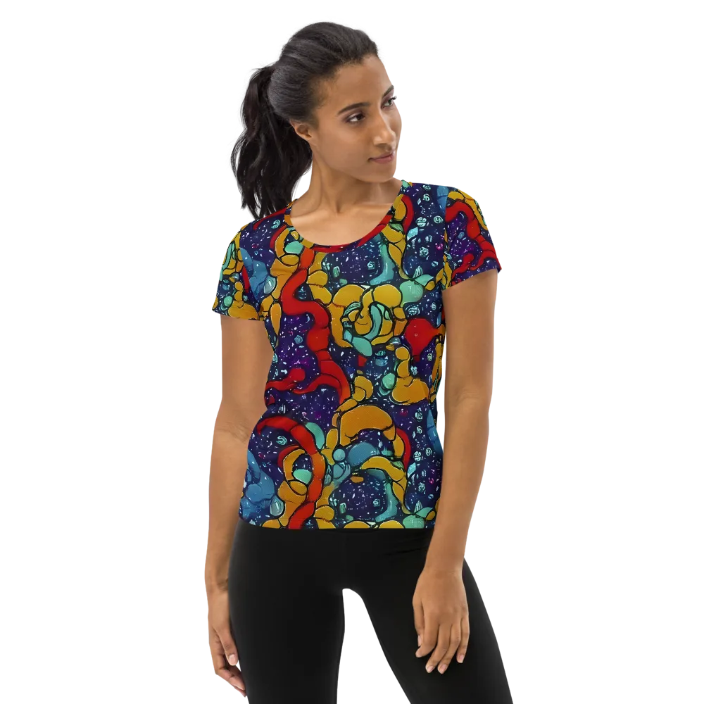 Cosmic Colorfall on Women's Athletic T-Shirt — Front