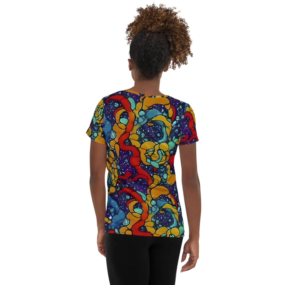 Cosmic Colorfall on Women's Athletic T-Shirt — Back