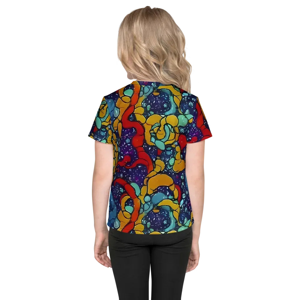 Cosmic Colorfall on Kids Crew Neck T-Shirt — Back