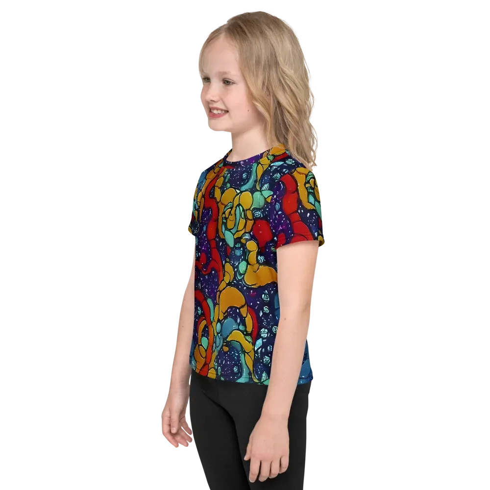 Cosmic Colorfall on Kids Crew Neck T-Shirt — Left