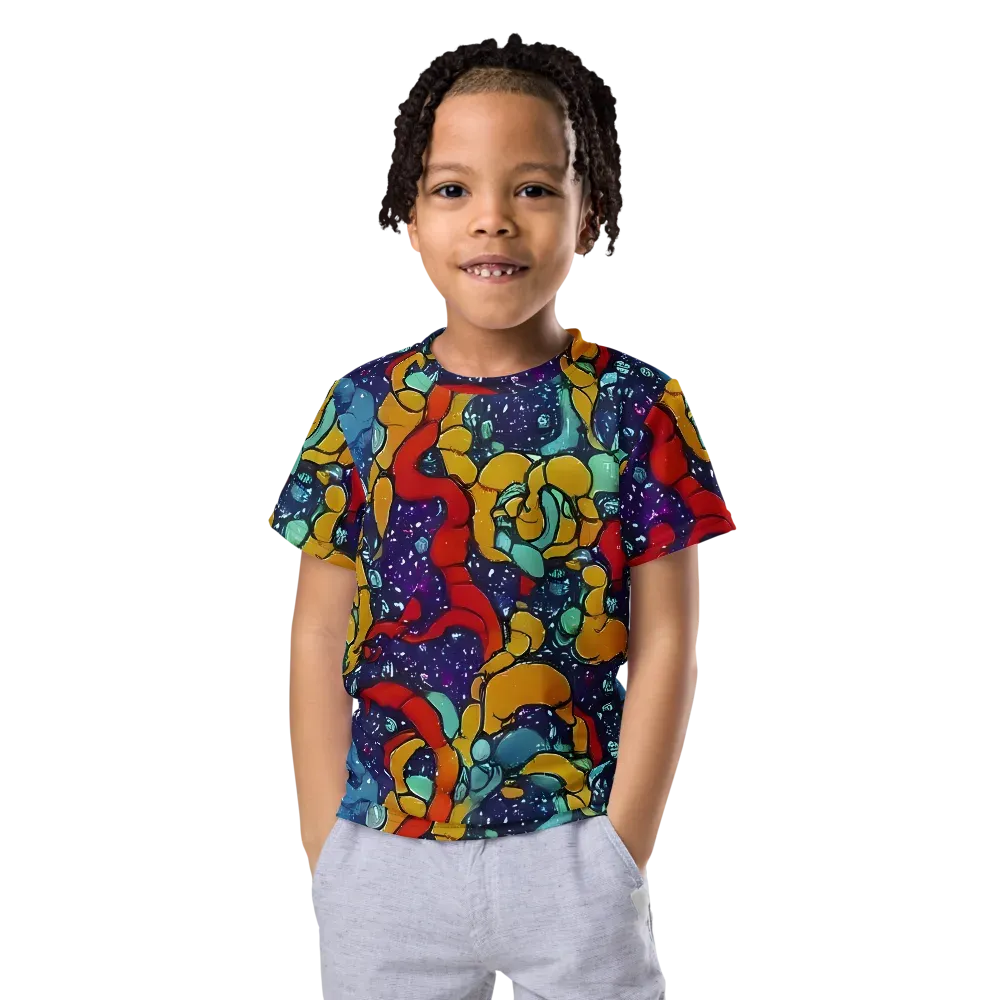 Cosmic Colorfall on Kids Crew Neck T-Shirt — Front