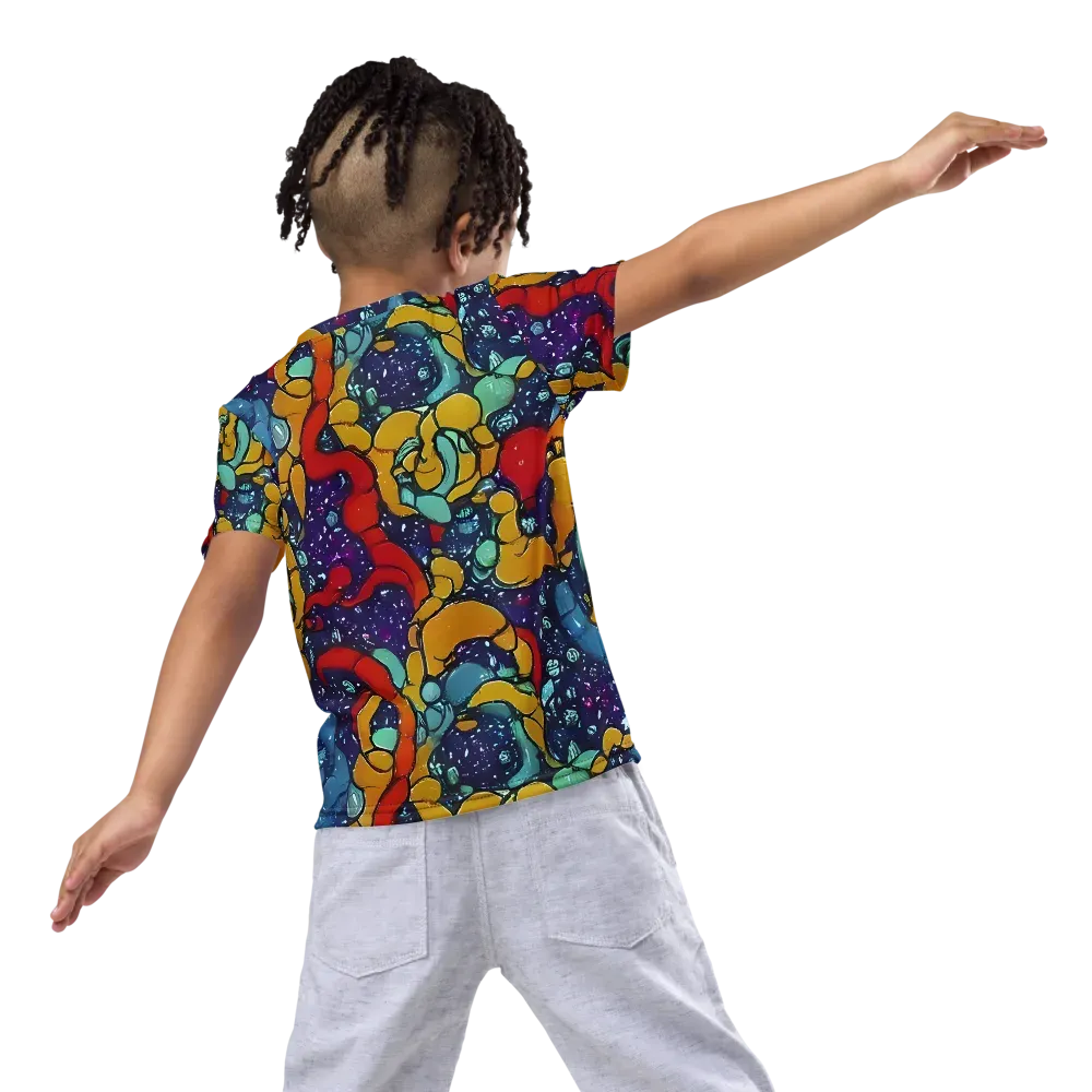 Cosmic Colorfall on Kids Crew Neck T-Shirt — Back