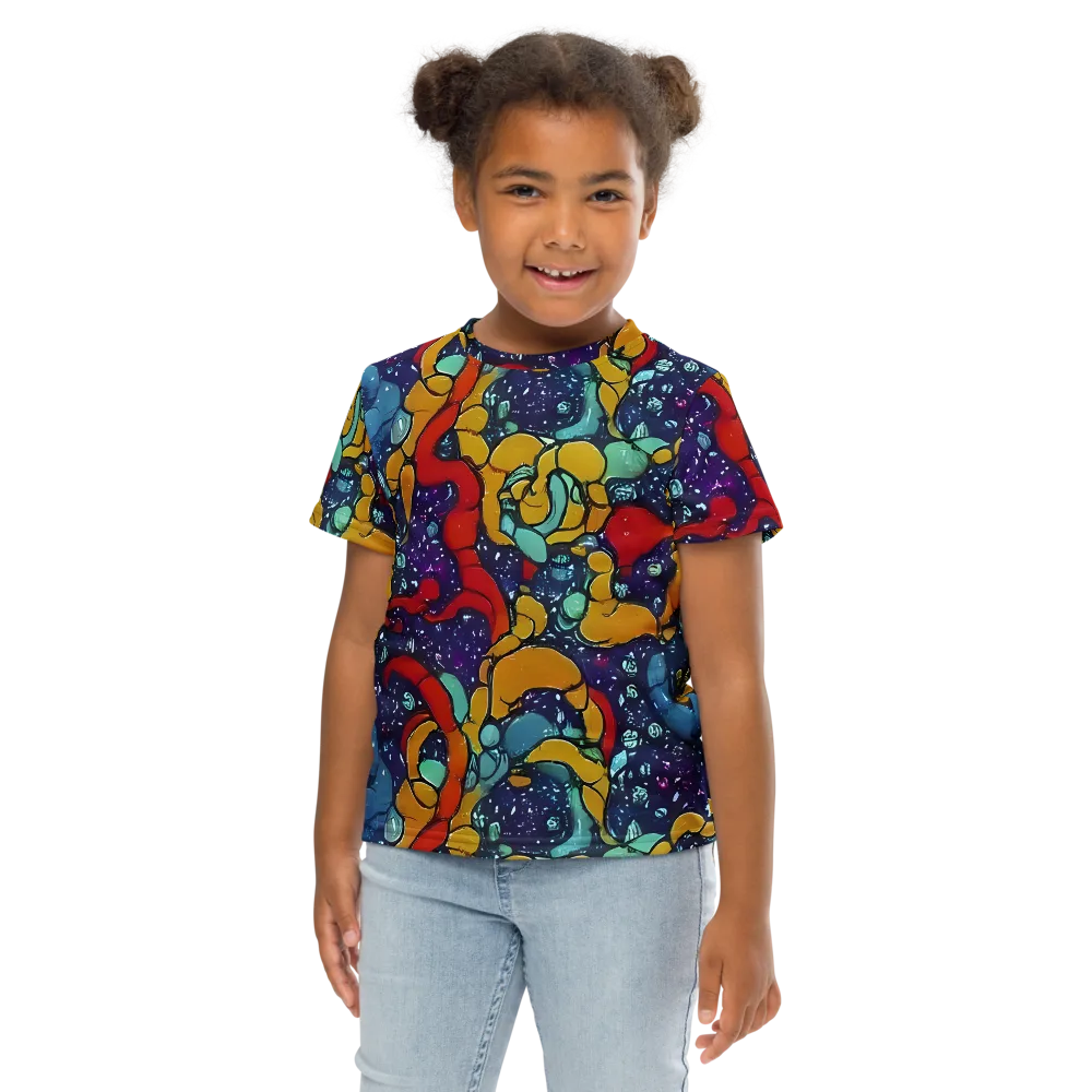 Cosmic Colorfall on Kids Crew Neck T-Shirt — Front