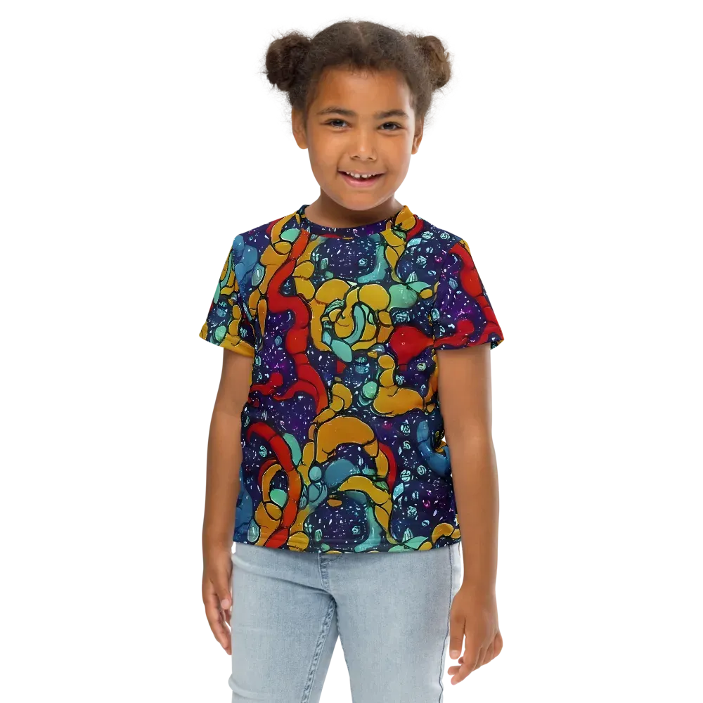 Cosmic Colorfall on Kids Crew Neck T-Shirt — Front