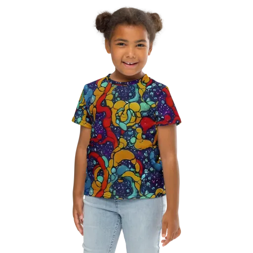 Cosmic Colorfall on a Kids Crew Neck T-Shirt