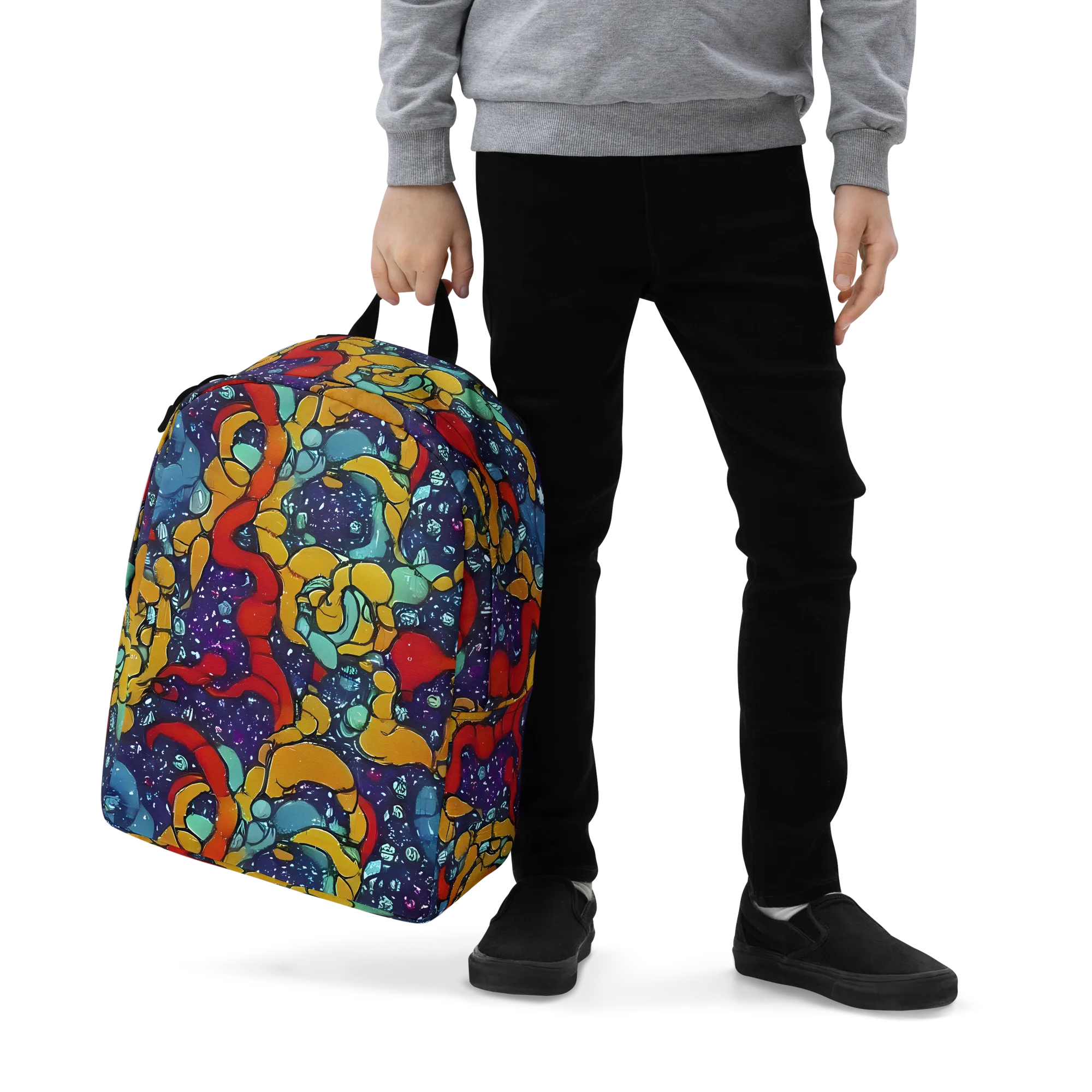 Cosmic Colorfall on Minimalist Backpack — Zoomed-in