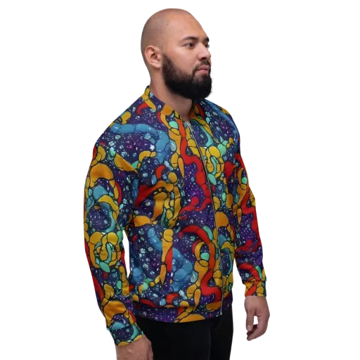 Cosmic Colorfall on a Bomber Jacket