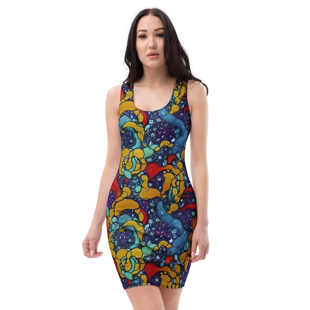 Cosmic Colorfall on Bodycon Dress — Front