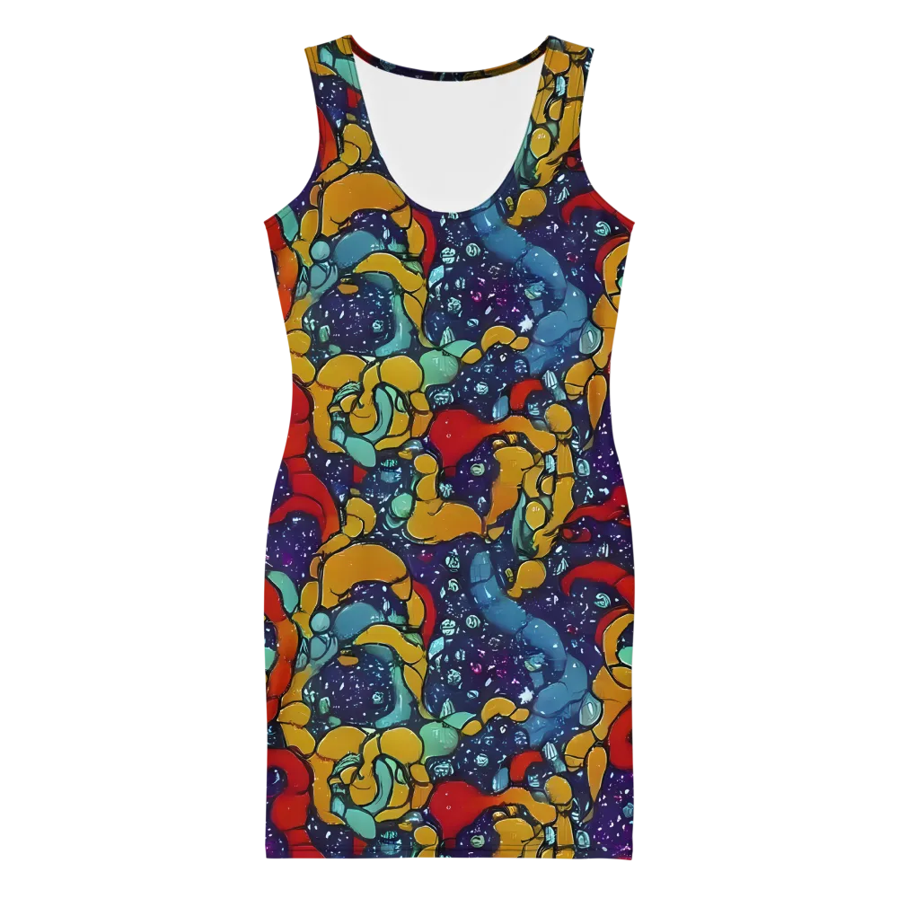 Cosmic Colorfall on Bodycon Dress — Front