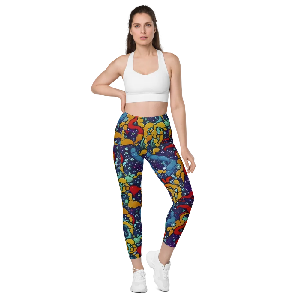 Cosmic Colorfall on Leggings with Pockets — Front