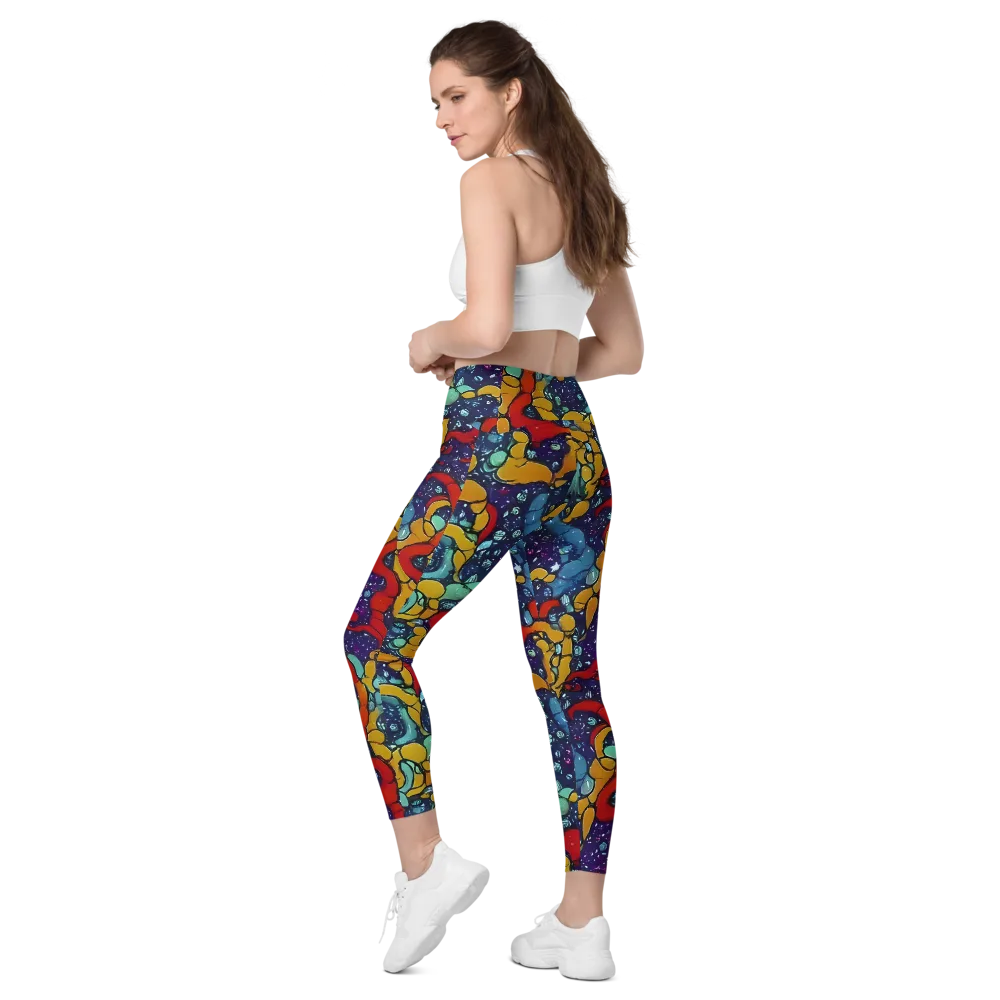 Cosmic Colorfall on Leggings with Pockets — Left Back