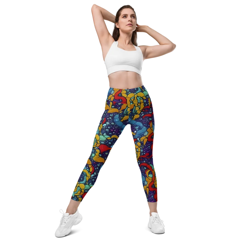 Cosmic Colorfall on Leggings with Pockets — Front