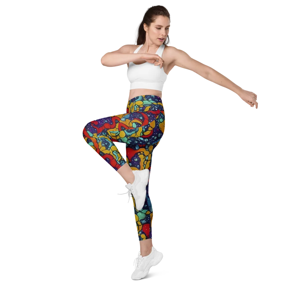 Cosmic Colorfall on Leggings with Pockets — Left Front