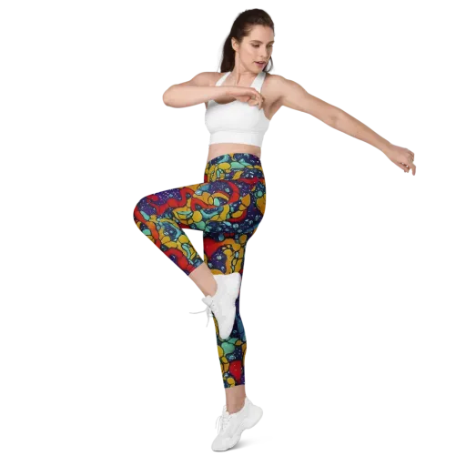 Cosmic Colorfall on a Leggings with Pockets