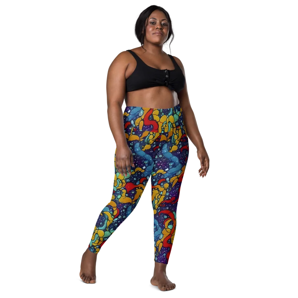 Cosmic Colorfall on Leggings with Pockets — Front