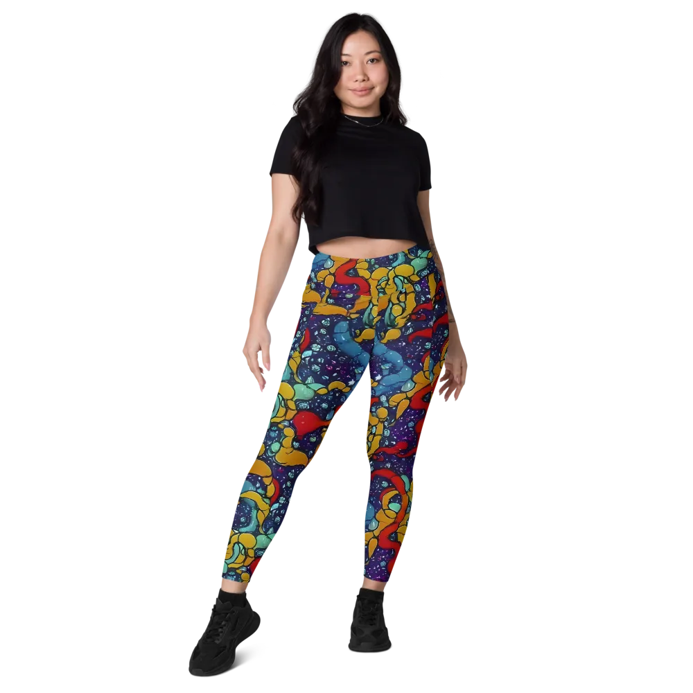 Cosmic Colorfall on Leggings with Pockets — Front