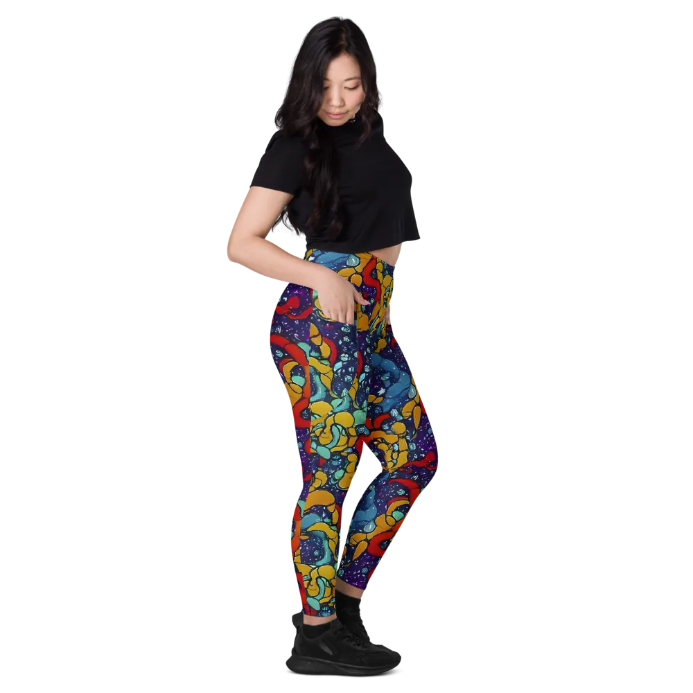 Cosmic Colorfall on Leggings with Pockets — Right