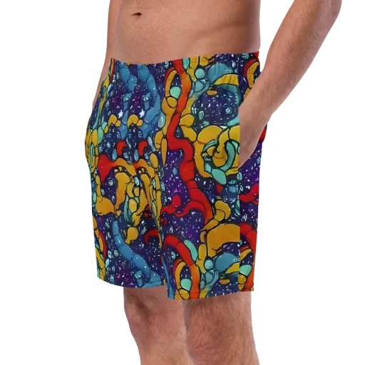 Cosmic Colorfall on a Swim Trunks