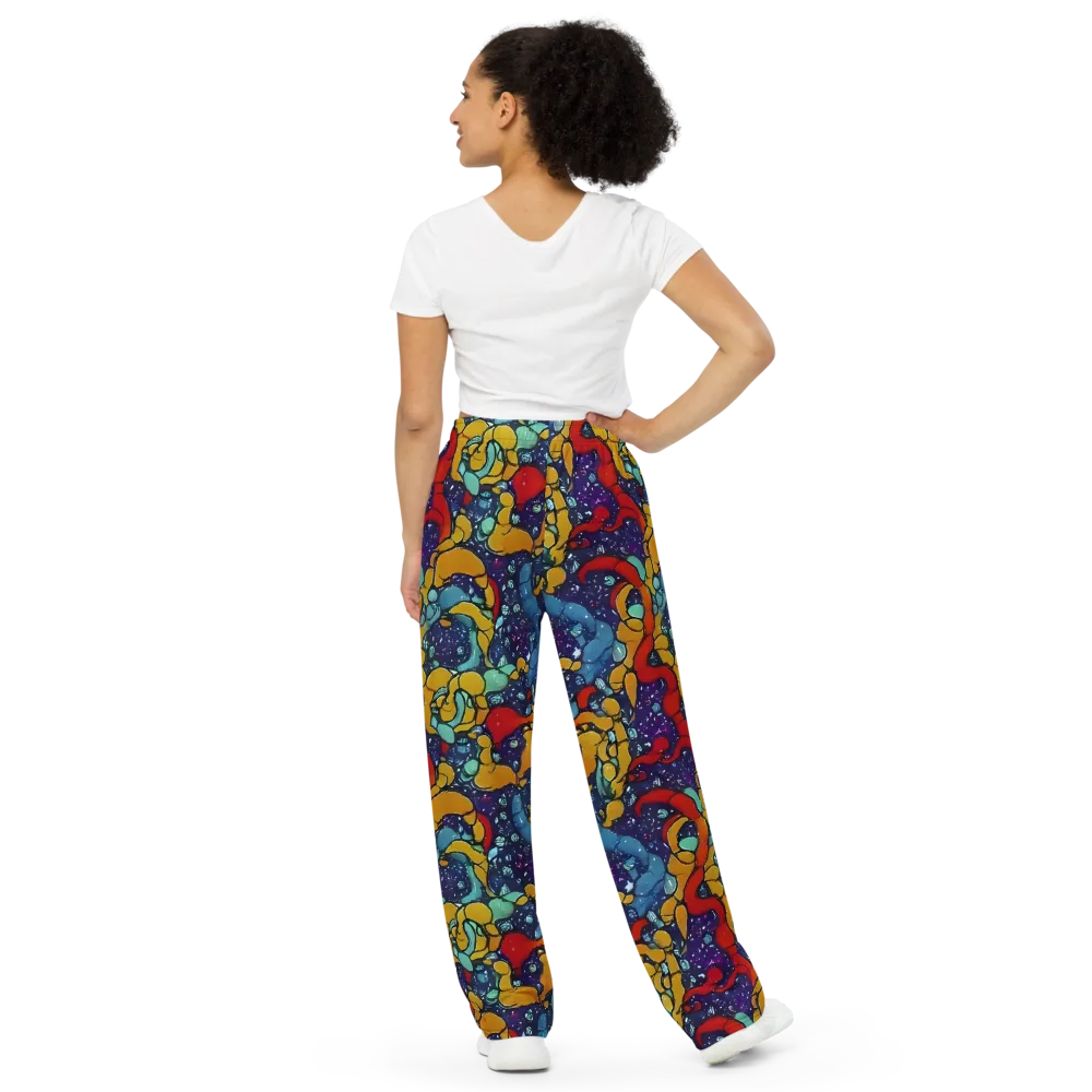 Cosmic Colorfall on Wide-Leg Pants — Back