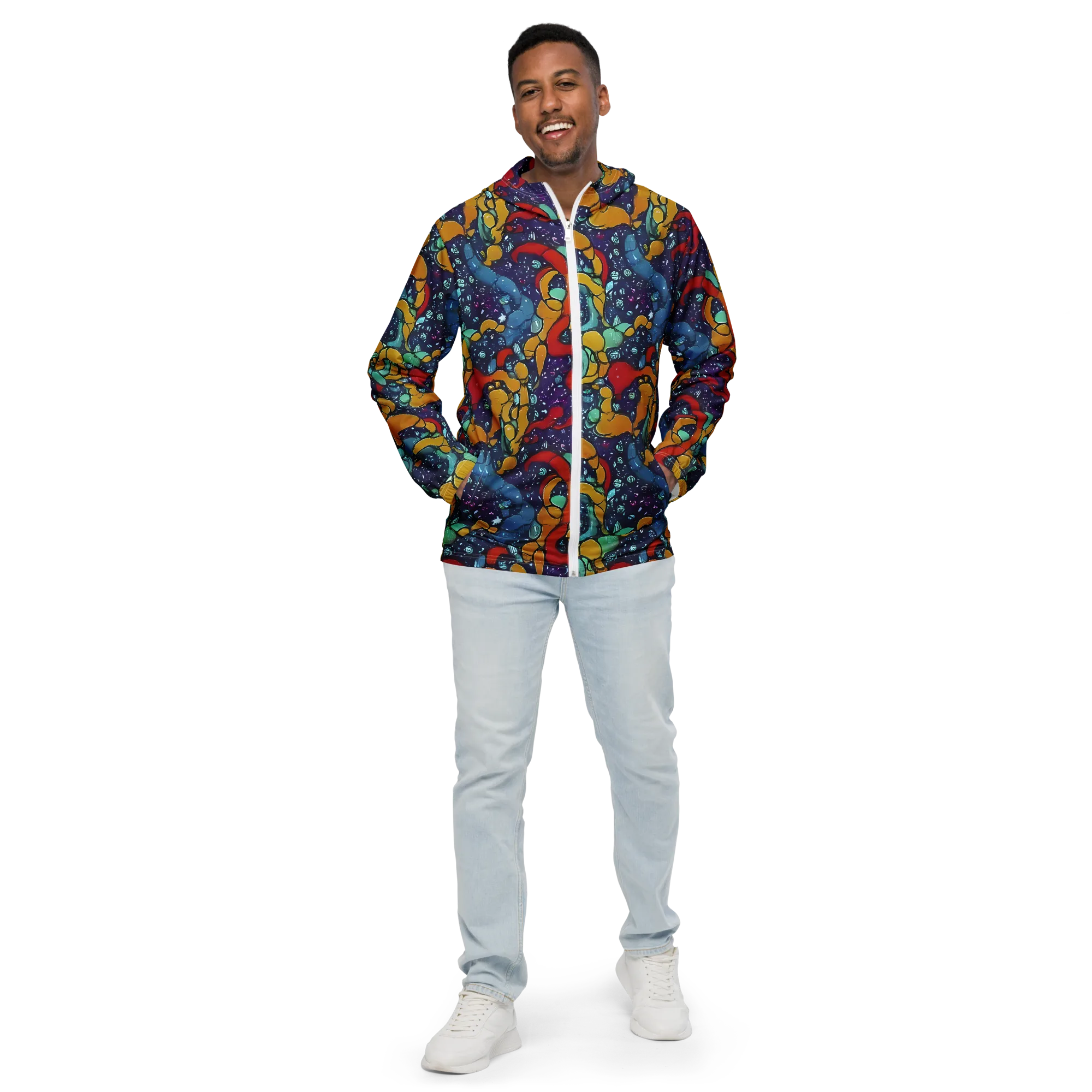 Cosmic Colorfall on Men's Windbreaker — Front