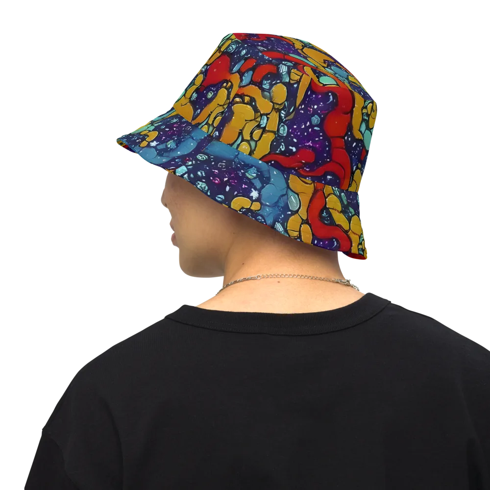 Cosmic Colorfall on Reversible Bucket Hat — Back Inside