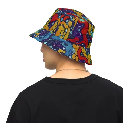 Cosmic Colorfall on a Reversible Bucket Hat