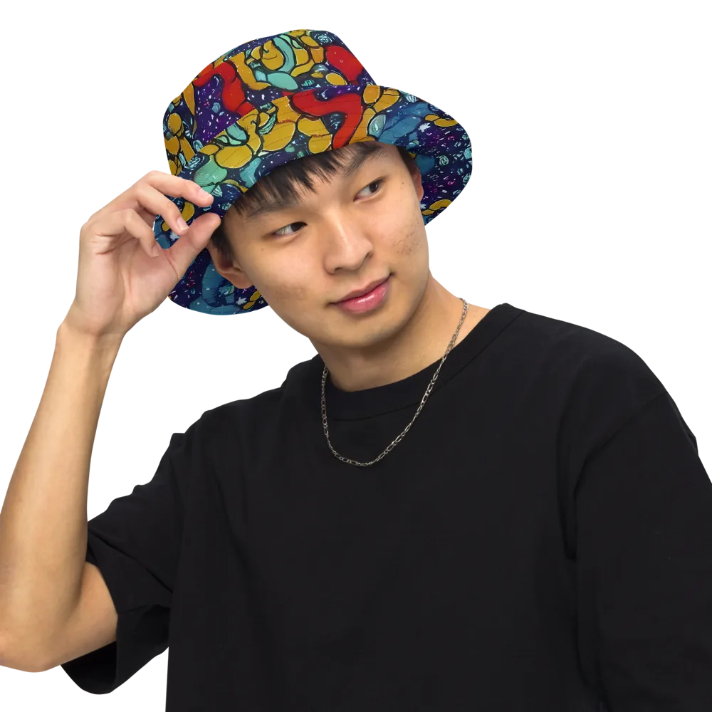 Cosmic Colorfall on Reversible Bucket Hat — Front Inside