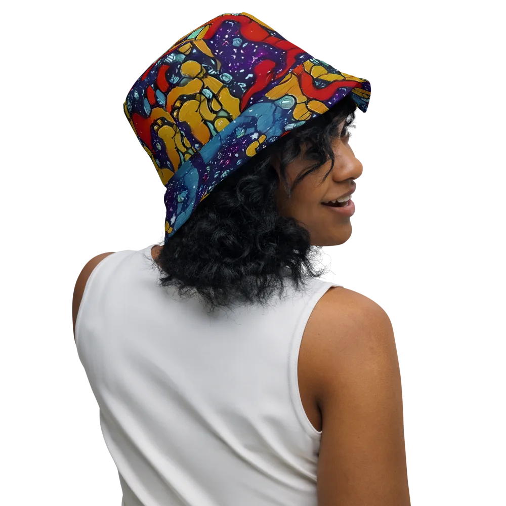 Cosmic Colorfall on Reversible Bucket Hat — Right Outside