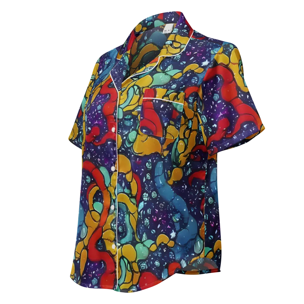 Cosmic Colorfall on Women's Short Sleeve Pajama Top — Left Front