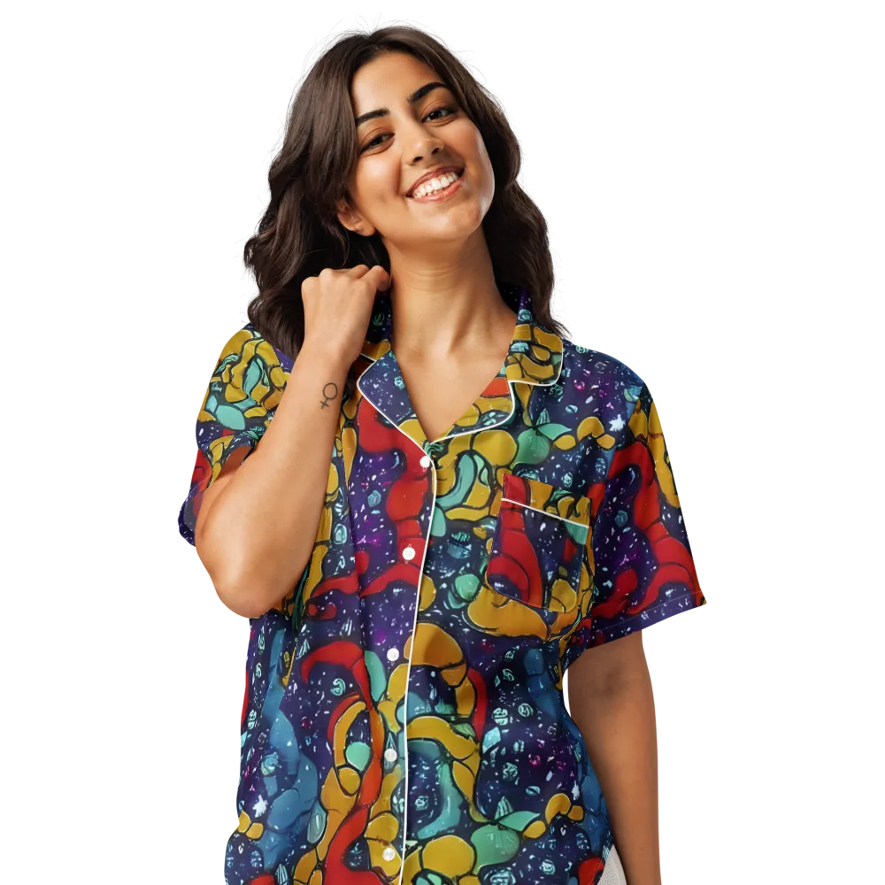 Cosmic Colorfall on Women's Short Sleeve Pajama Top — Front