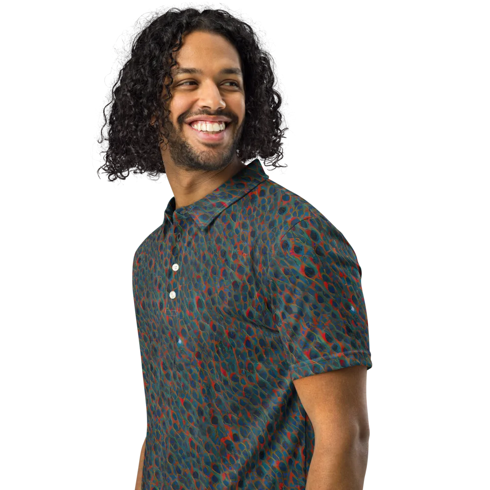 Indigo Undergrowth on Men's Slim Fit Polo Shirt — Left Front