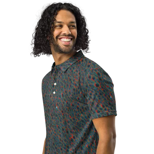 Indigo Undergrowth on a Men's Slim Fit Polo Shirt