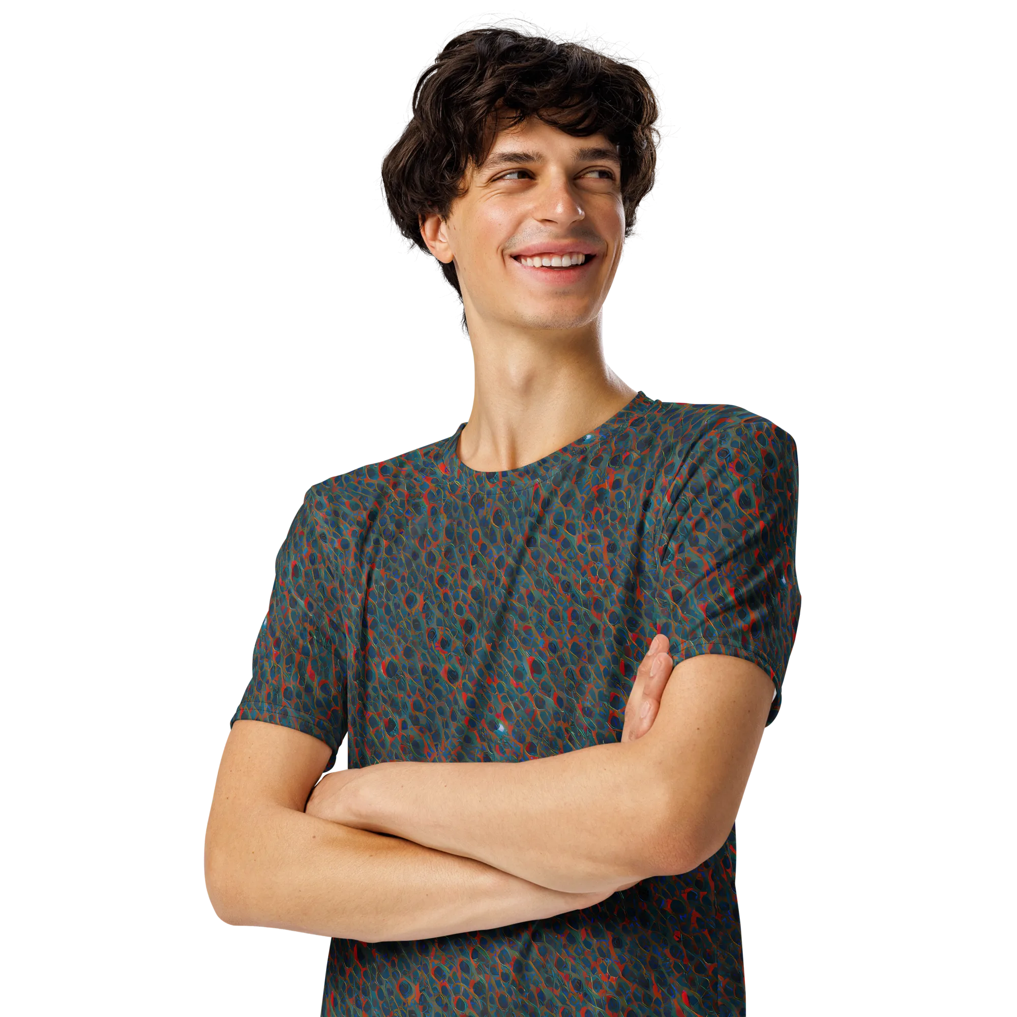 Indigo Undergrowth on Men's Crew Neck T-Shirt — Left Front
