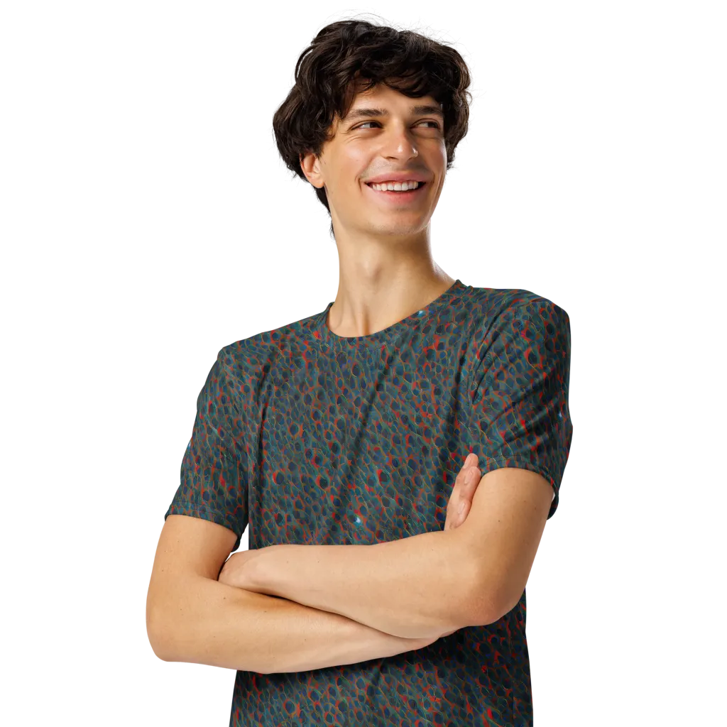 Indigo Undergrowth on Men's Crew Neck T-Shirt — Left Front