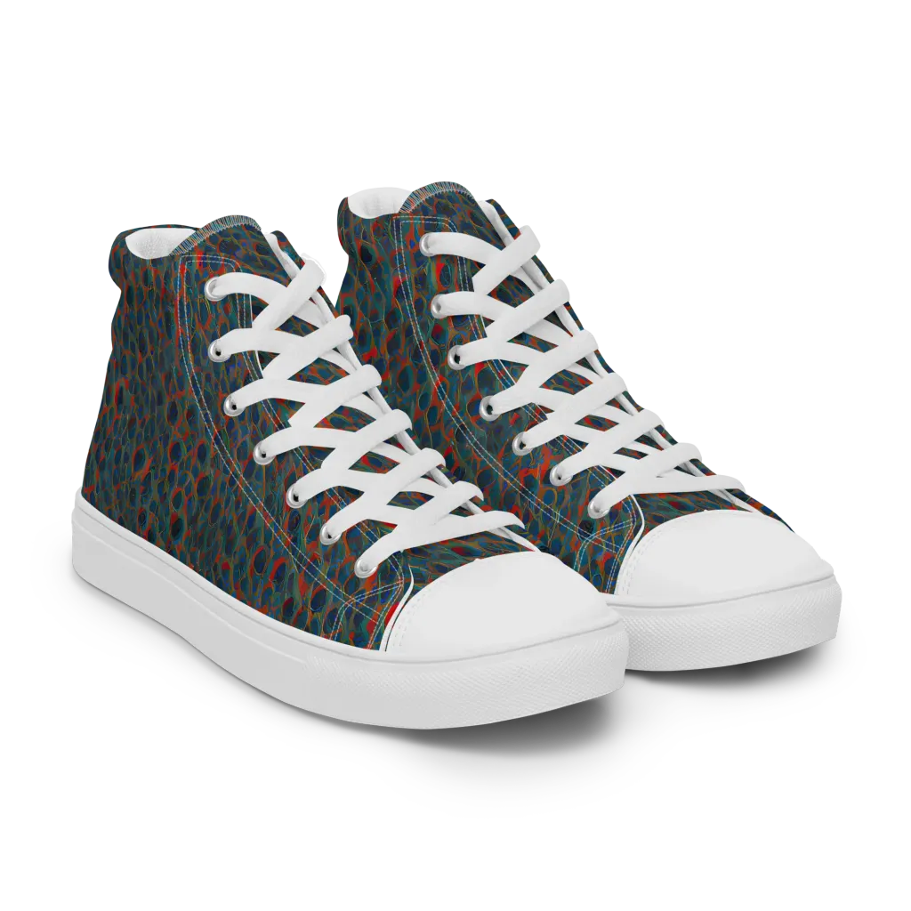 Indigo Undergrowth on Men's High Top Canvas Shoes — Right Front