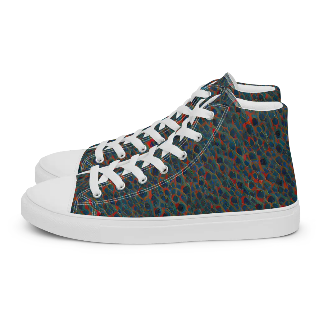 Indigo Undergrowth on Men's High Top Canvas Shoes — Left