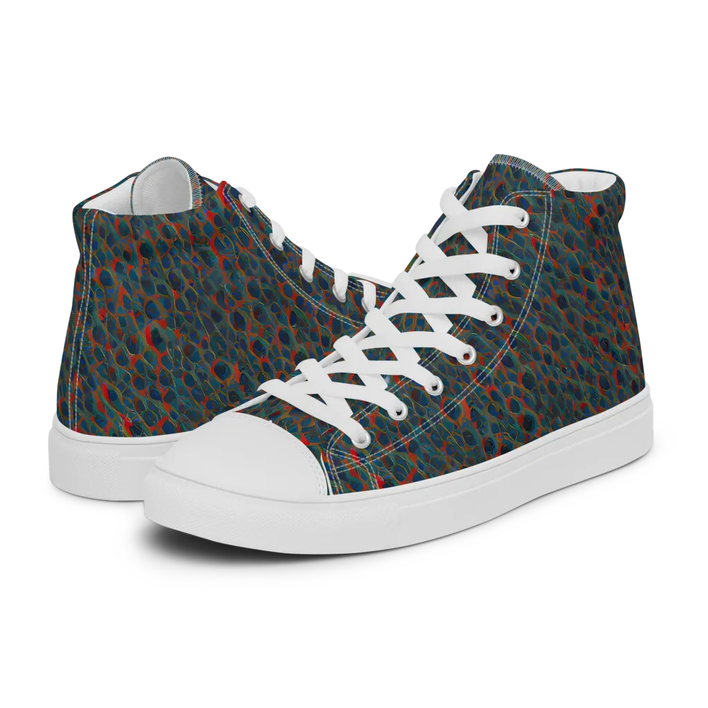 Indigo Undergrowth on Men's High Top Canvas Shoes — Left
