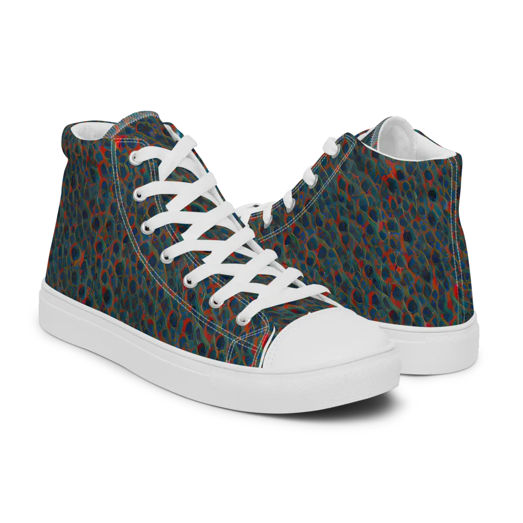 Indigo Undergrowth on Men's High Top Canvas Shoes — Right