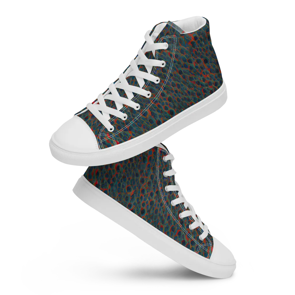 Indigo Undergrowth on Men's High Top Canvas Shoes — Front