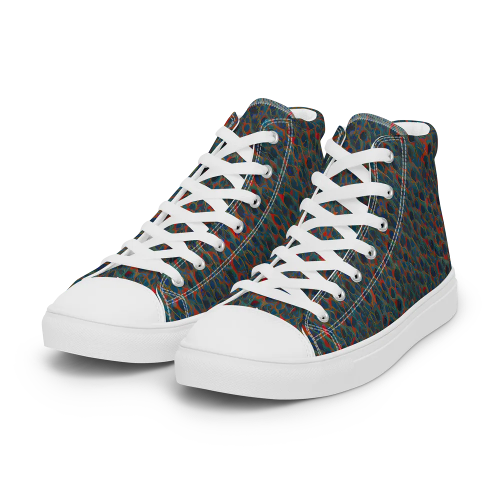 Indigo Undergrowth on Women's High Top Canvas Shoes — Left Front