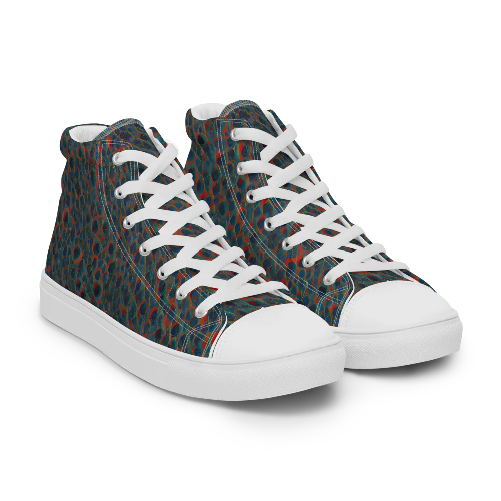 Indigo Undergrowth on Women's High Top Canvas Shoes — Right Front