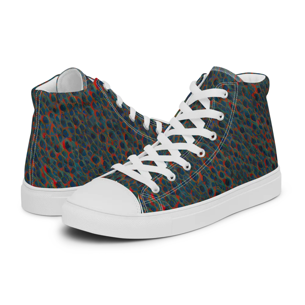 Indigo Undergrowth on Women's High Top Canvas Shoes — Left