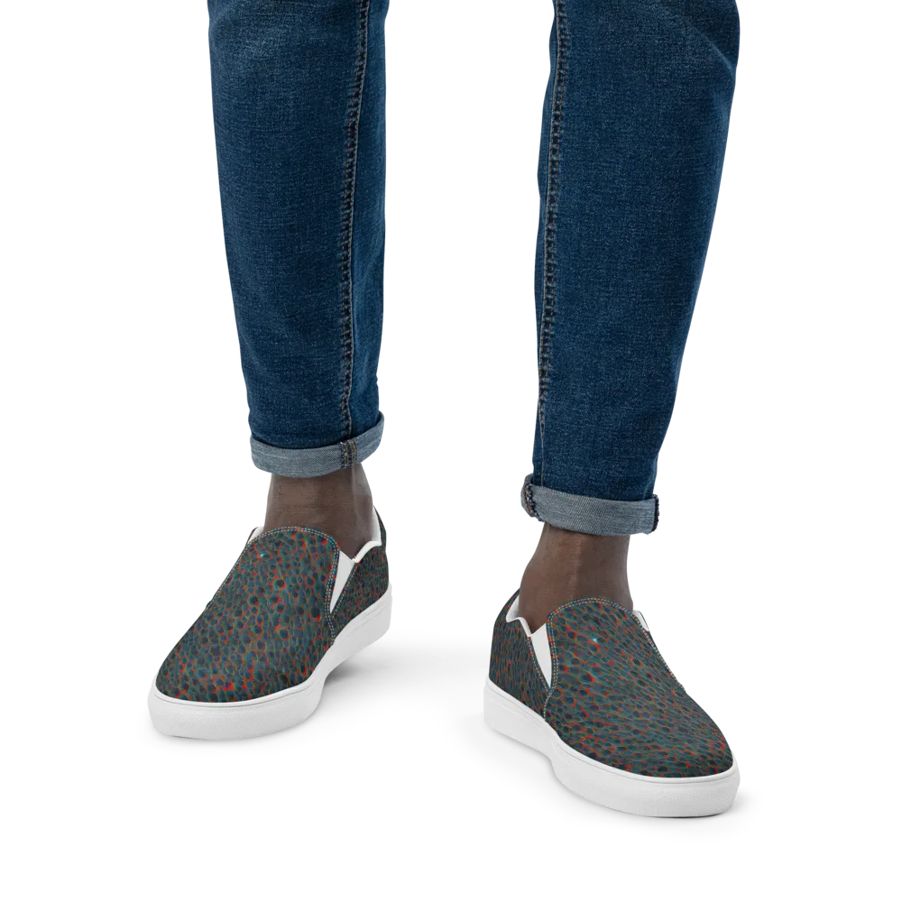 Indigo Undergrowth on Men's Slip-On Canvas Shoes — Front