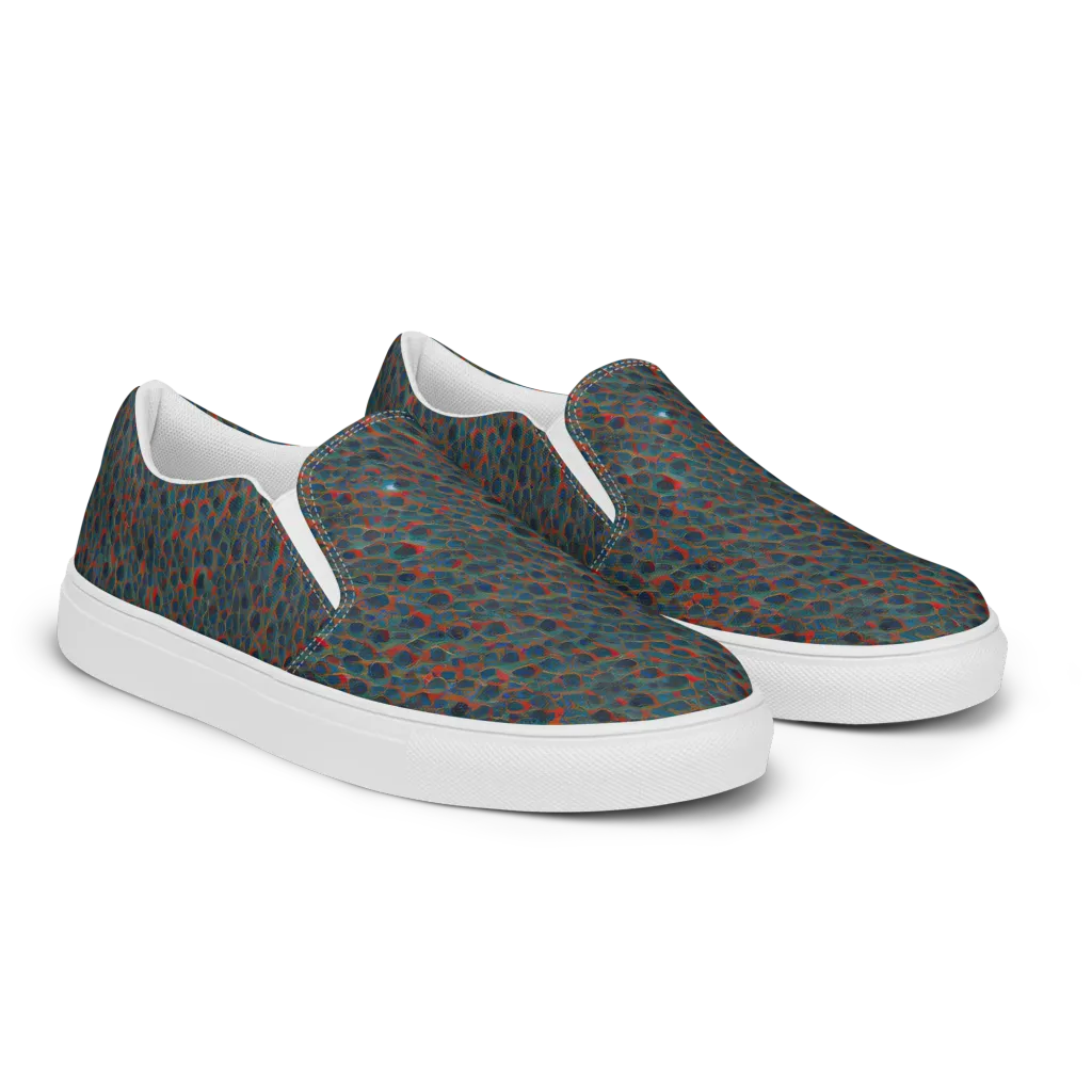 Indigo Undergrowth on Women's Slip-On Canvas Shoes — Right Front