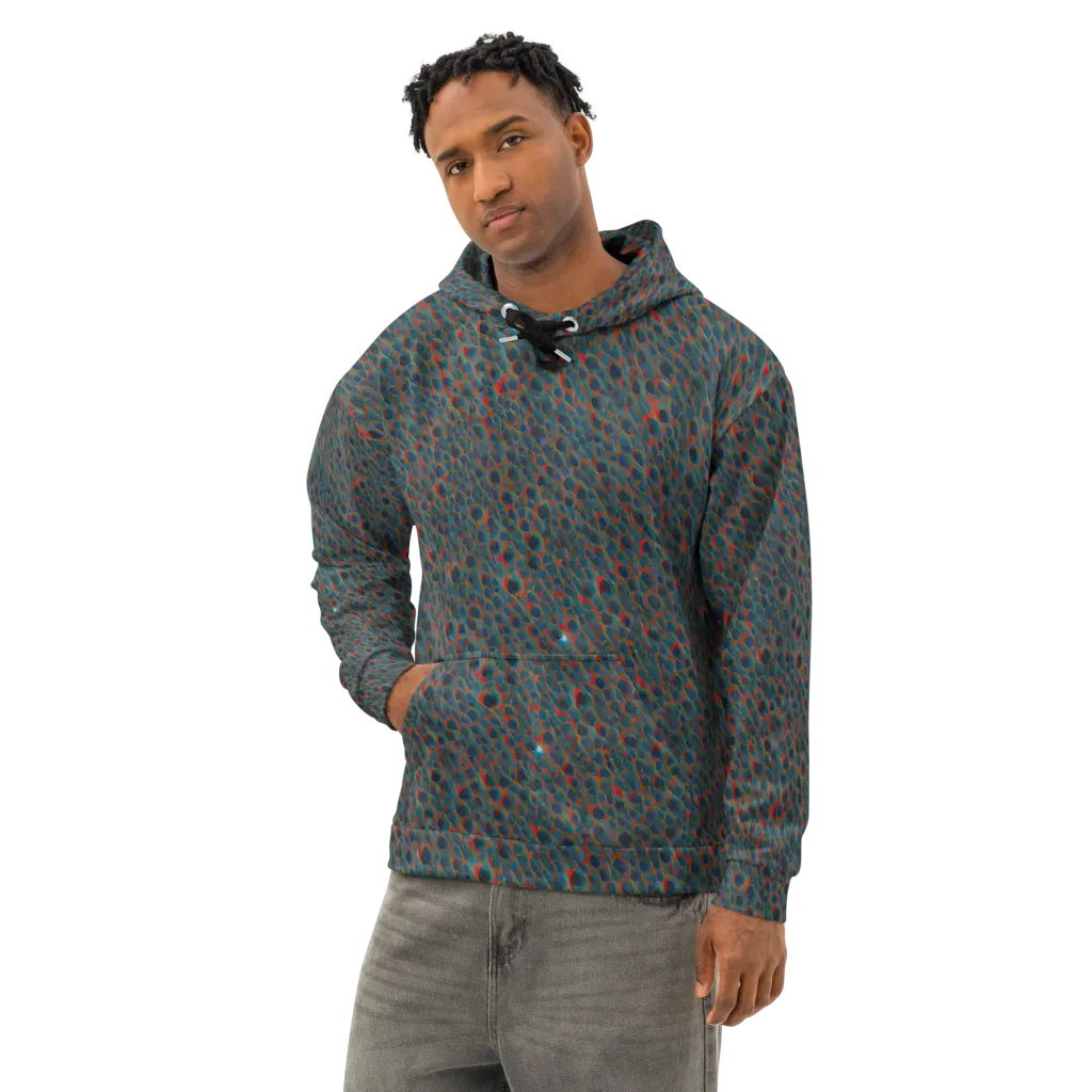 Indigo Undergrowth on Cotton Hoodie — Left Front