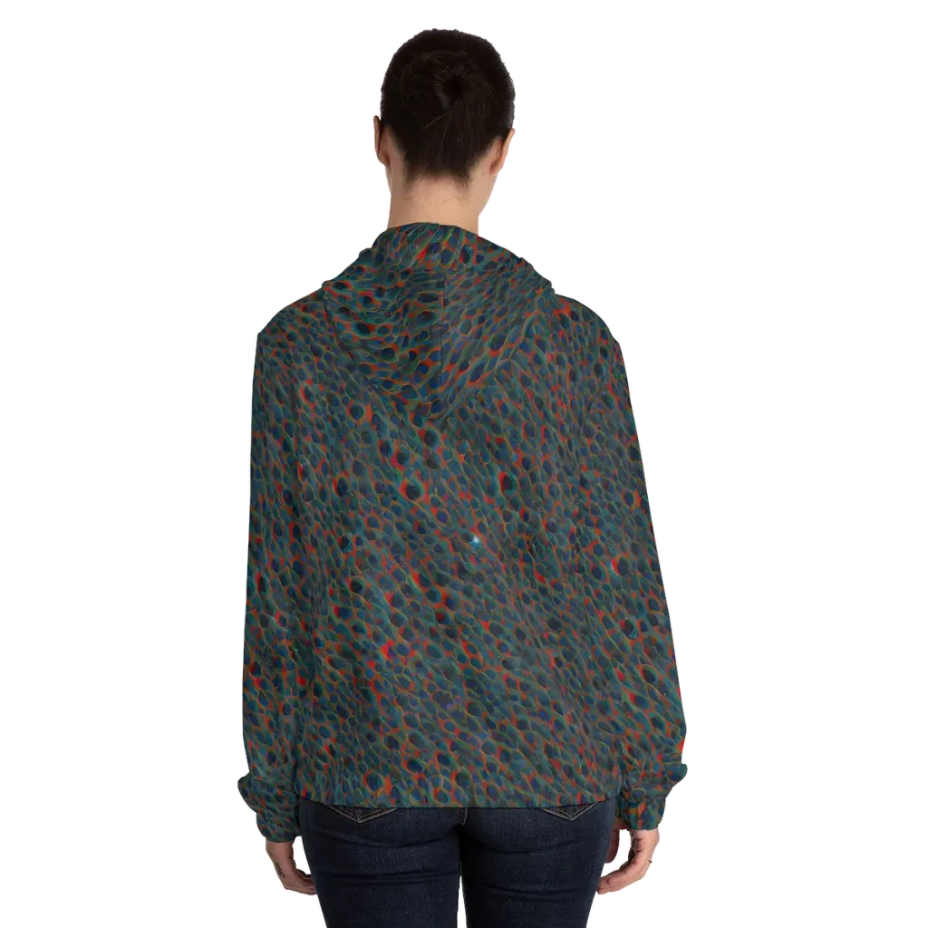 Indigo Undergrowth on Women's Full-Zip Hoodie — Back On Person