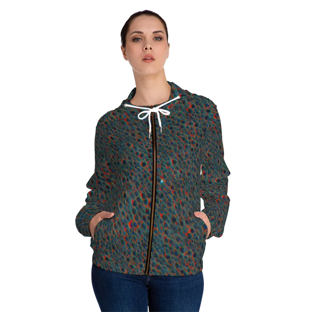 Indigo Undergrowth on Women's Full-Zip Hoodie — Front On Person