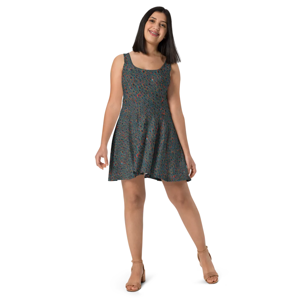 Indigo Undergrowth on Skater Dress — Front