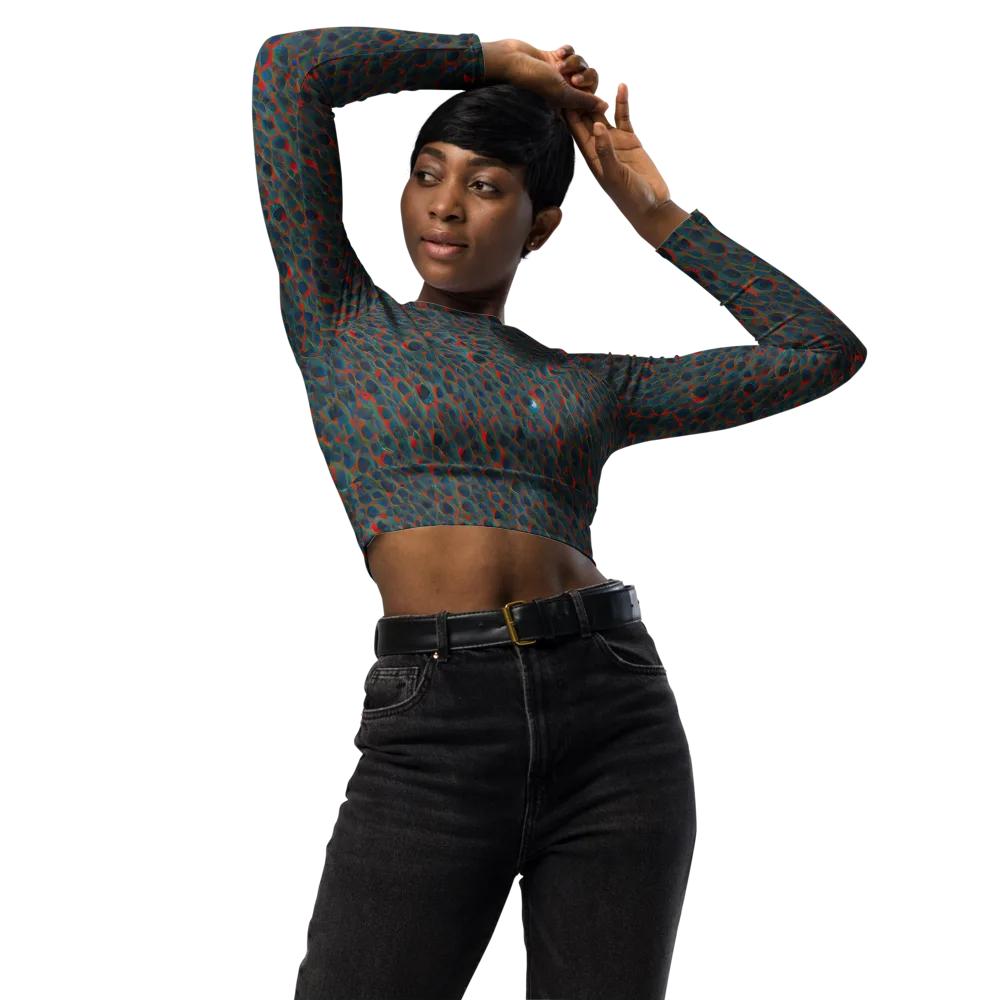 Indigo Undergrowth on Long Sleeve Crop Top — Front